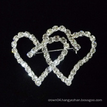 2015 new heart shape crystal brooch pins for bridal dress